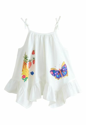 Next, REGULAR FIT - STRAPPY DIPPY HEM TOP . - Felső - white tropical embroidery