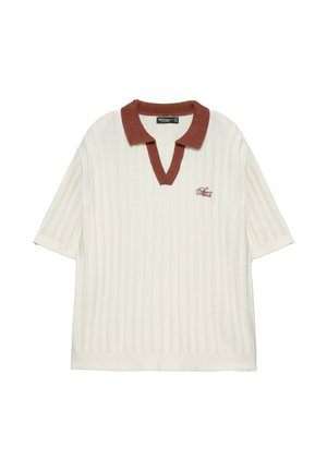 PULL&BEAR, SHORT SLEEVE CONTRAST COLLAR WITH EMBROIDERY - POLO SHIRT - Polo - white
