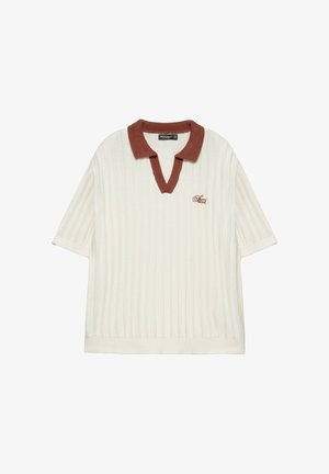 PULL&BEAR, SHORT SLEEVE CONTRAST COLLAR WITH EMBROIDERY - POLO SHIRT - Polo - white