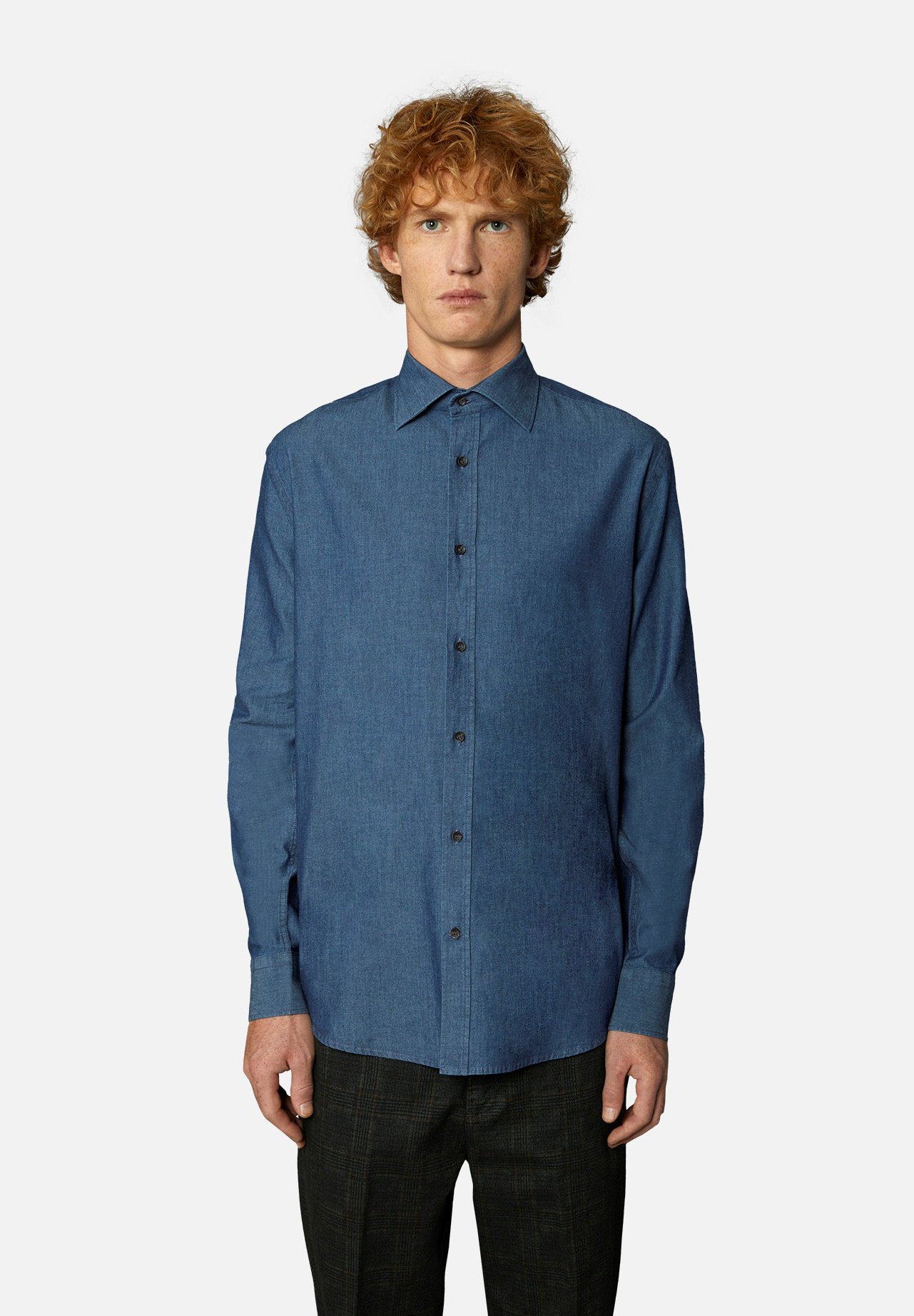 Ingram Camicie | Camicia in flanella di cotone a quadri celeste e blu. Ingram Uomo