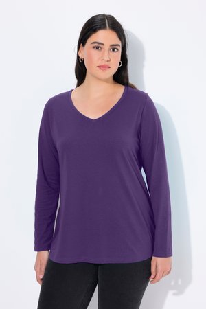 Ulla Popken, LANGARM BASIC & V-AUSSCHNITT - Maglione - dark purple