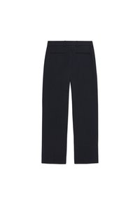 Παντελόνια ναυτικού μπλε χρώματος με ευθεία γραμμή, κατασκευασμένα από λείο υλικό. Διαθέτουν δύο πίσω τσέπες και μέση με θηλιές για ζώνη.