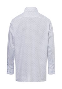 Camicia a maniche lunghe azzurro chiaro con un sottile motivo circolare. Caratterizzata da un colletto classico e polsini con bottoni, realizzata in tessuto leggero.