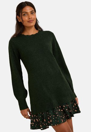 Love & Roses REGULAR FIT - Pletené šaty - forest green animal