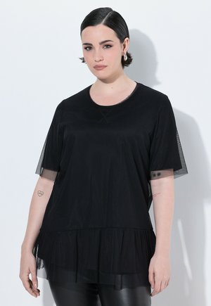 Ulla Popken LAYERED MESH TEE - T-shirt basique - black