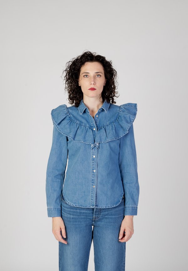 ONLINDIGO LIFE LS FRILL DB QYT 15297988 - Button-down blouse - denim