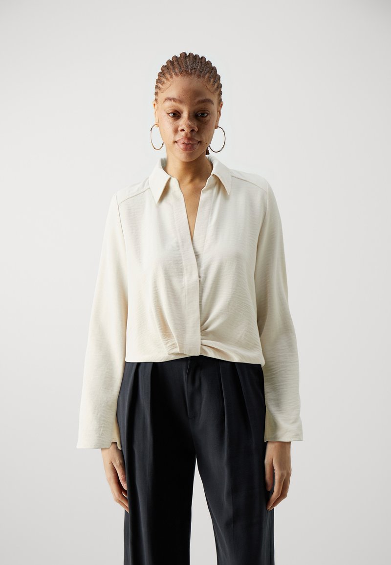 ONLY ONLDINA METTE COLLAR TIE SHIRT - Bluza - pumice stone