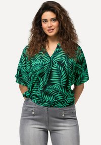 Ulla Popken PALM LEAF SHORT SLEEVE - Camicetta - navy blue