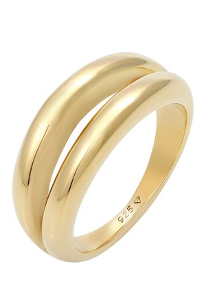 Bague lisse et brillante de couleur dorée avec un design à double anneau, estampillée "925" indiquant une base en argent sterling.
