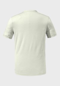 Hellgrau, kurzärmliges T-Shirt, runder Halsausschnitt, aus weichem Baumwollmaterial, glatte Textur, keine sichtbaren Muster oder Hardware.