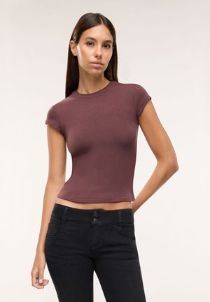 Terranova, T-SHIRT TINTA UNITA - T-shirt basic - marrone scuro