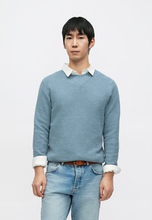 SLHROSS STRUCTURE CREW NECK - Pullover - blue mirage/dusty blue