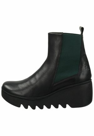 Enkellaarsjes met sleehak - black tealelastic
