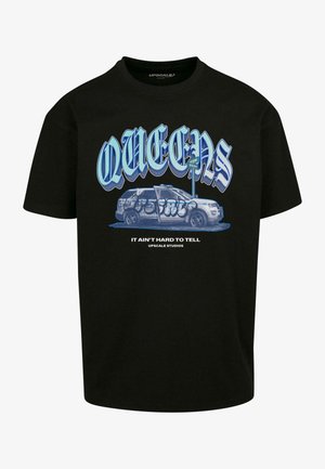 UNISEX QUEENS - Nyomott mintás póló - black