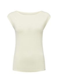 Lichtgele, korte mouwen top met een ronde halslijn, gemaakt van zachte stof, met een strakke pasvorm en een klein logo op de zoom.