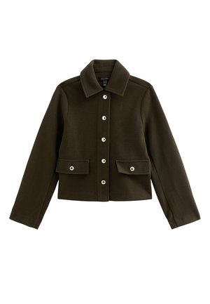New Look, DARK KHAKI BUTTON FRONT COLLARED SHACKET - Chaqueta de entretiempo - khaki