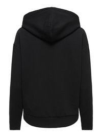 Sweat à capuche noir à manches longues vu de dos, avec une capuche et sans motifs ni logos visibles.