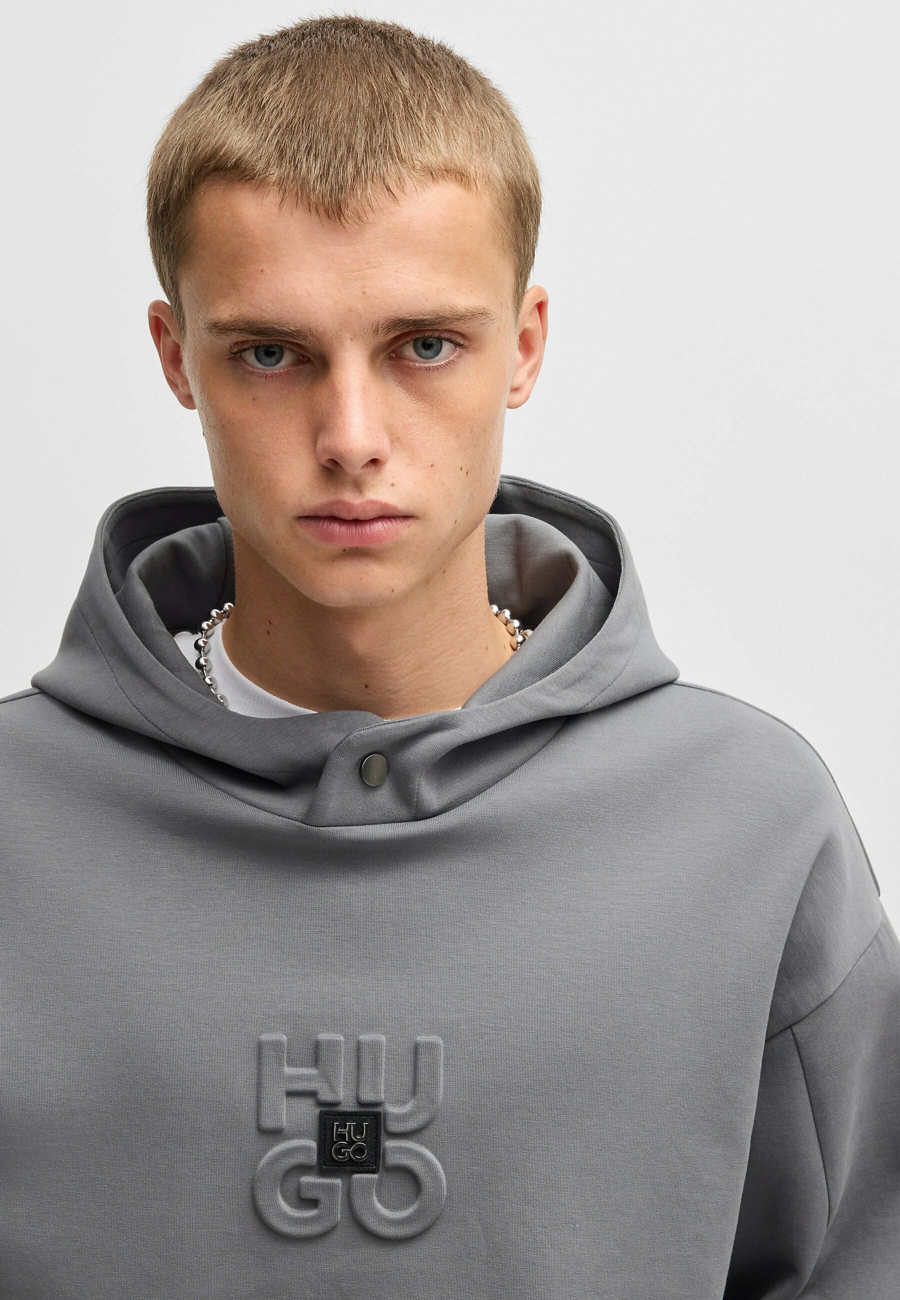 【Hugo Boss】 Debostaco sweatshirt（送料込み） BOSS - Sweatshirt with jacquard collar and cuffs - Black