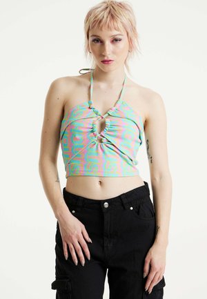 LOGO PRINTED HALTER NECK CROP - Top - pink
