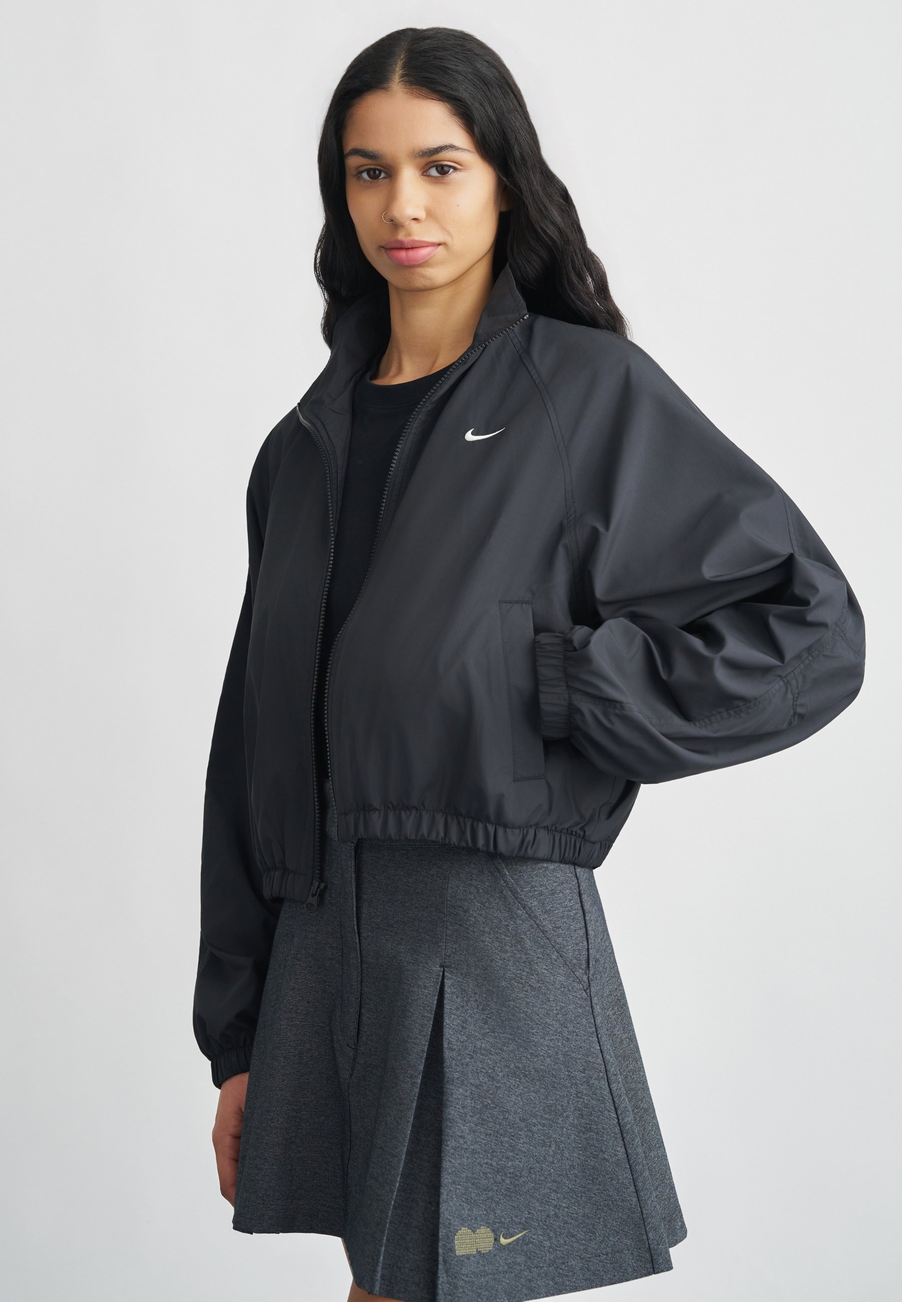 nike crop jacket black