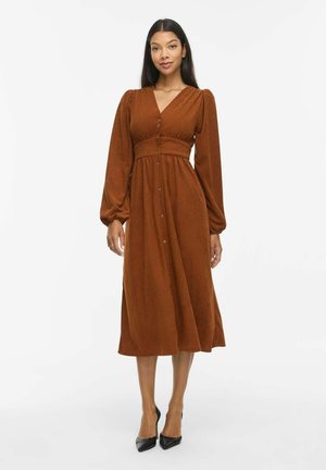 VILA, MIDI DRESS VIELSA LONG SLEEVED - Риза-рокля - toffee