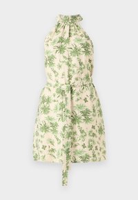 VMPALMA HALTER NECK MINI DRESS - Denní šaty - oatmeal/green palma