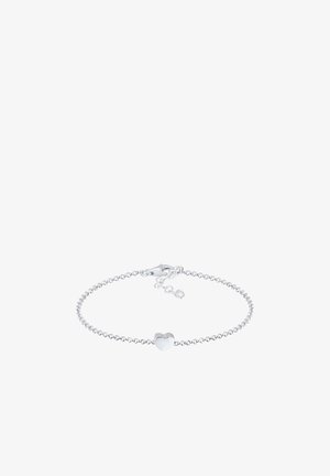 Strieborný náramok s jemným reťazovým vzorom, v strede s malým srdiečkom a sponou s nastaviteľnou dĺžkou.