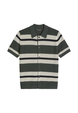 Marc O'Polo, SHIRT, LS, BUTTONED, CROCHET STRUCTURE WITH STRIPE RAPPORT, TRI-COLORED - Hemd - mangrove