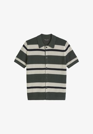Marc O'Polo, SHIRT, LS, BUTTONED, CROCHET STRUCTURE WITH STRIPE RAPPORT, TRI-COLORED - Hemd - mangrove