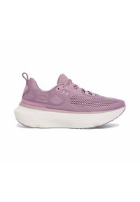Baskets de sport violettes avec une tige en mesh, un design texturé et une semelle intermédiaire épaisse blanche. Dotées d'une languette à l'arrière pour un enfilage facile.