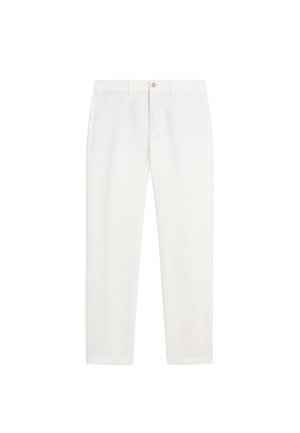 Massimo Dutti, LINEN AND COTTON STRAIGHT-LEG PANTS - Trousers - white