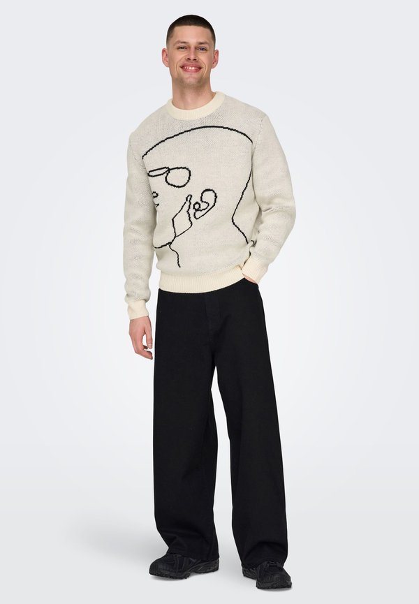 ONSSHAMILTON OVERSIZE CREW UNISEX - Jumper - ecru4