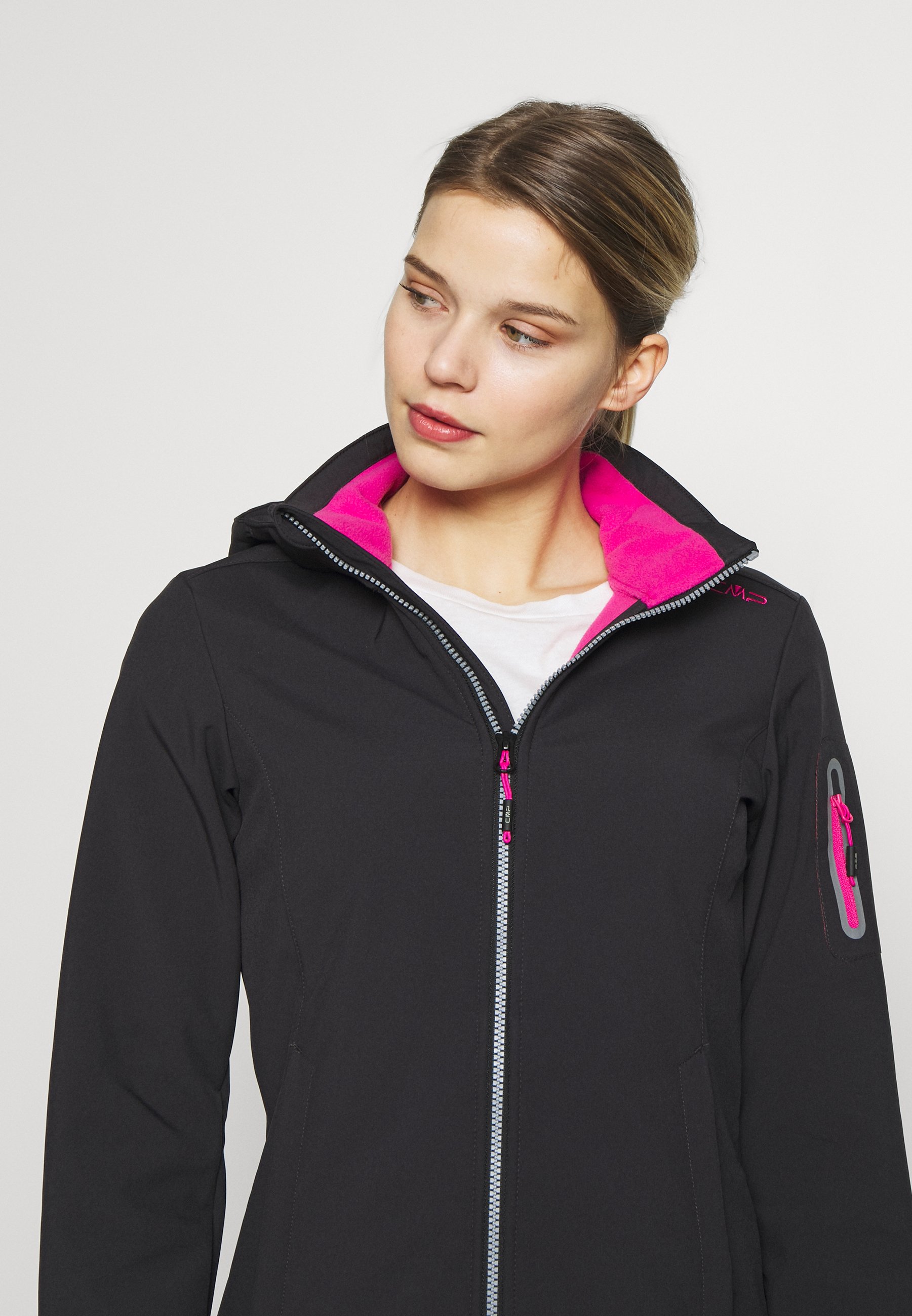 WOMAN JACKET ZIP HOOD Softshelljacke antracitebouganville WOMAN JACKET ZIP HOOD Softshelljacke antracitebouganville