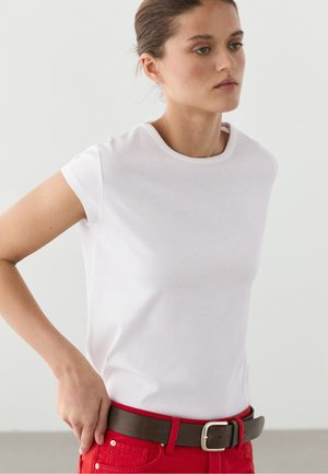 Massimo Dutti MERCERISED SHORT SLEEVE - T-shirt basic - white