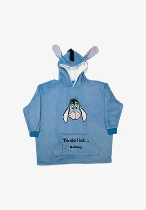 Felpa blu oversized con cappuccio, caratterizzata dal volto di Eeyore, cappuccio grande, maniche lunghe e tasca frontale con la scritta "Lista di cose da fare... Niente."
