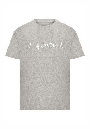 HERZSCHLAG BERGE WANDERN - Print T-shirt - heather grey