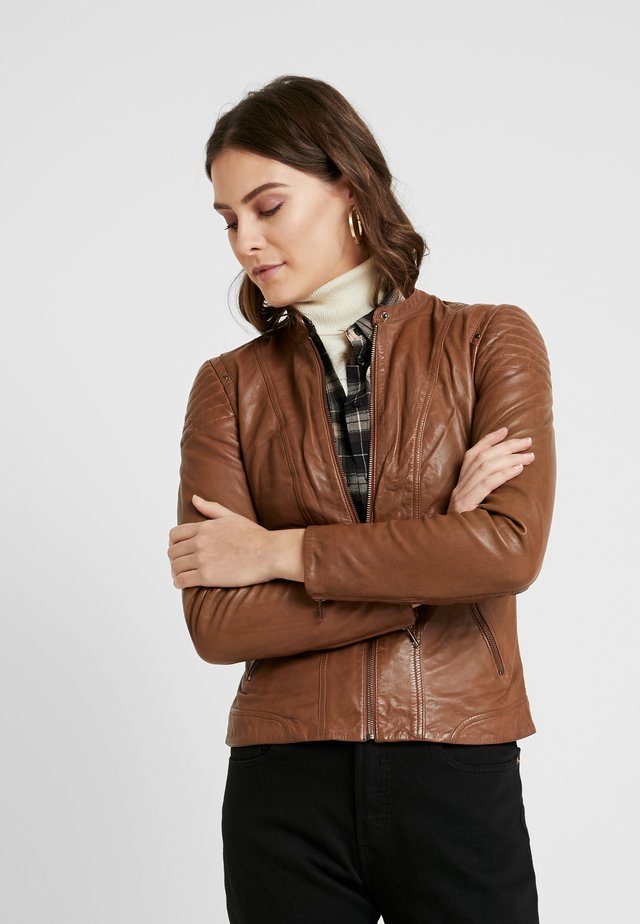 CLIM - Leather jacket - cognac
