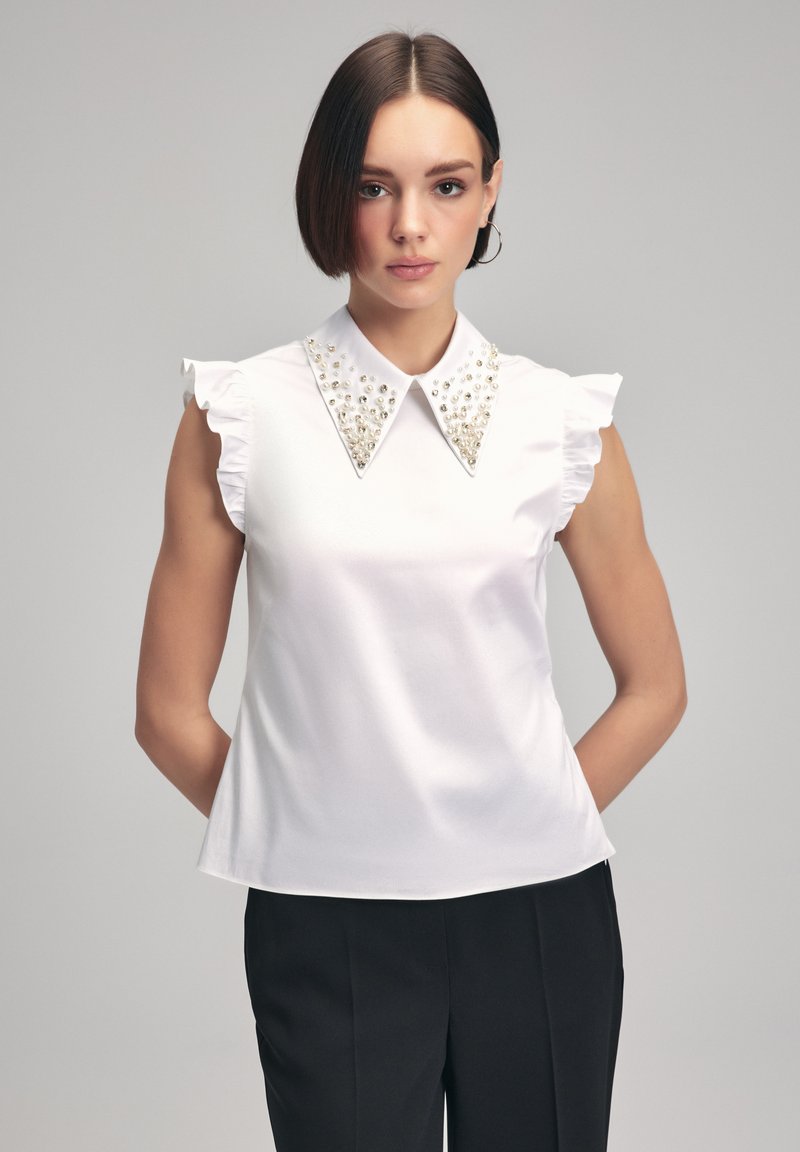 adL - STONE COLLAR - Blouse - white, Agrandir