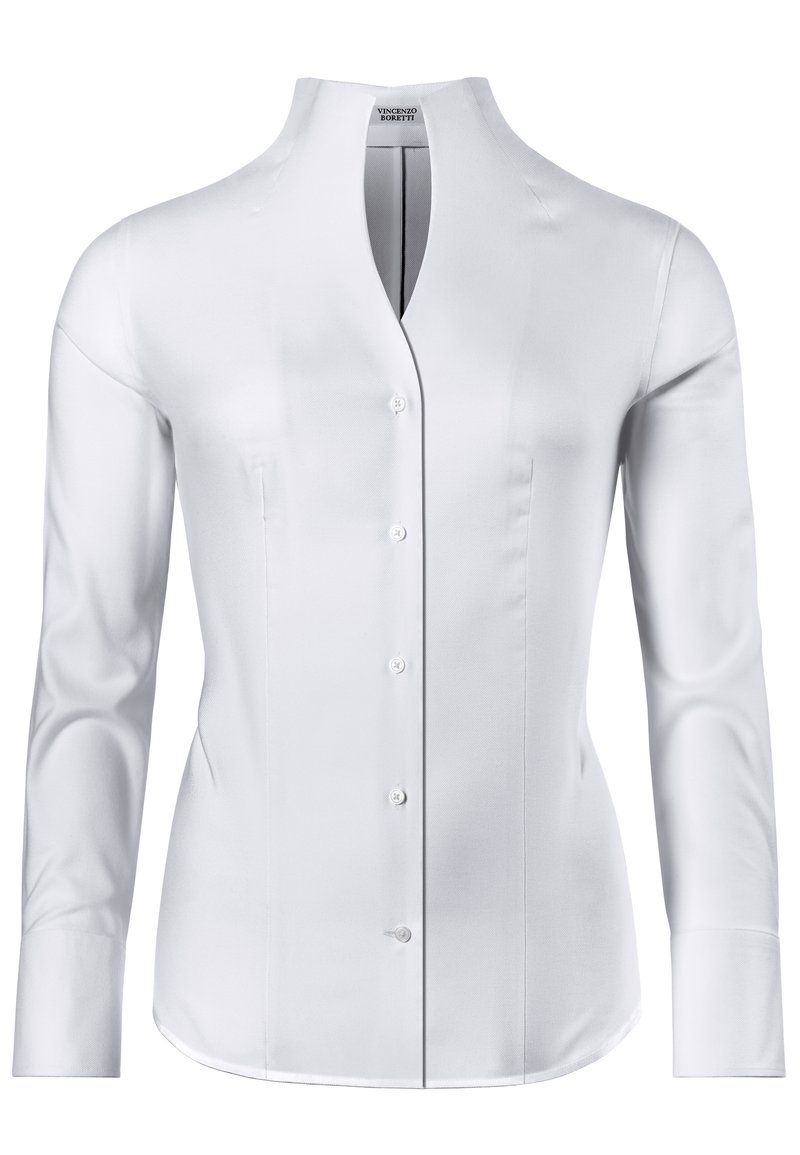 Vincenzo Boretti - LEICHT TAILLIERT SOFT OXFORD KELCHKRAGEN - Overhemdblouse - weiß, Vergroten