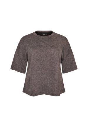 Zizzi, BLUSE IN A-LINIE AUS JERSEY MIT ELLBOGENLANGEN ÄRMELN - Basic T-shirt - grau