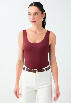 Jimmy Key, SQUARE NECK SLIM FIT TANK TOP - Débardeur - burgundy