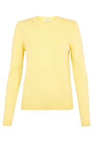 Gul crew-neck tröja i mjukt stickat material, med långa ärmar och en tight passform, samt ribbade ärmar och nederkant.