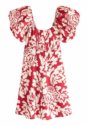 PUFF SLEEVE RUCHED FRONT  REGULAR FIT - Päevakleit - red white printed