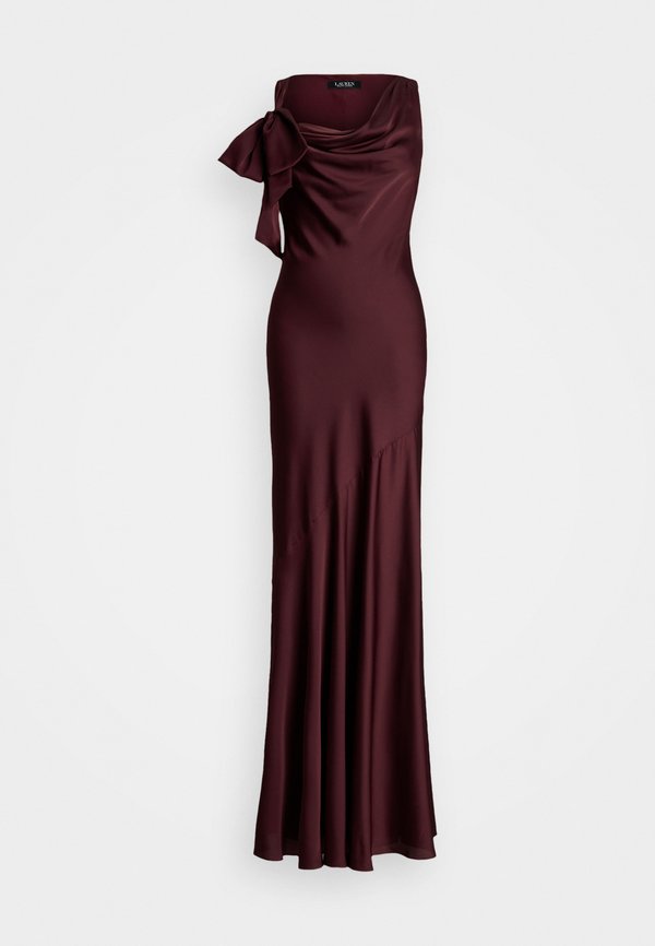 BOW-TRIM CHARMEUSE COWLNECK GOWN - Occasion wear - pinot noir3