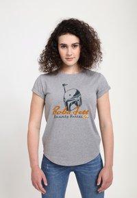 Henry Tiger BOOK OF BOBA FETT BOBA HELMET - Triko s potiskem - melange grey