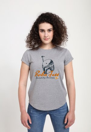 Henry Tiger BOOK OF BOBA FETT BOBA HELMET - Triko s potiskem - melange grey