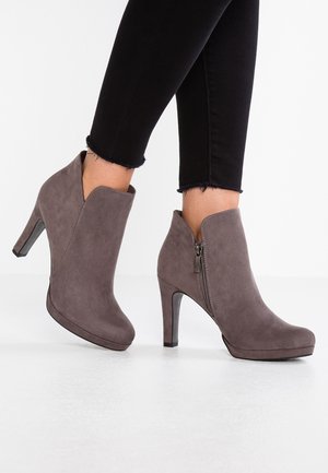 Enkellaarsjes met hoge hak - dark grey