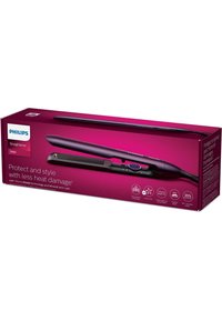 Philips Haarglätter in Dunkellila, ausgestattet mit keramischen Schwebetellern, ThermoShield-Technologie und einem abgerundeten Design für das Styling.