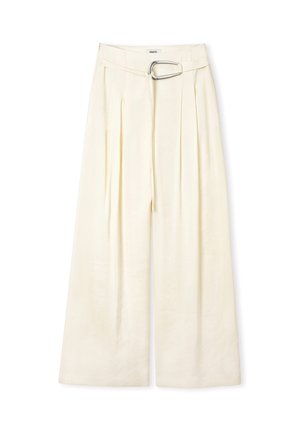 Ipekyol, IPEKYOL PANTS TROUSERS WITH METAL BUCKLE BELT - Stoffhose - white