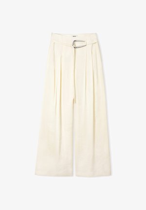 Ipekyol, IPEKYOL PANTS TROUSERS WITH METAL BUCKLE BELT - Stoffhose - white